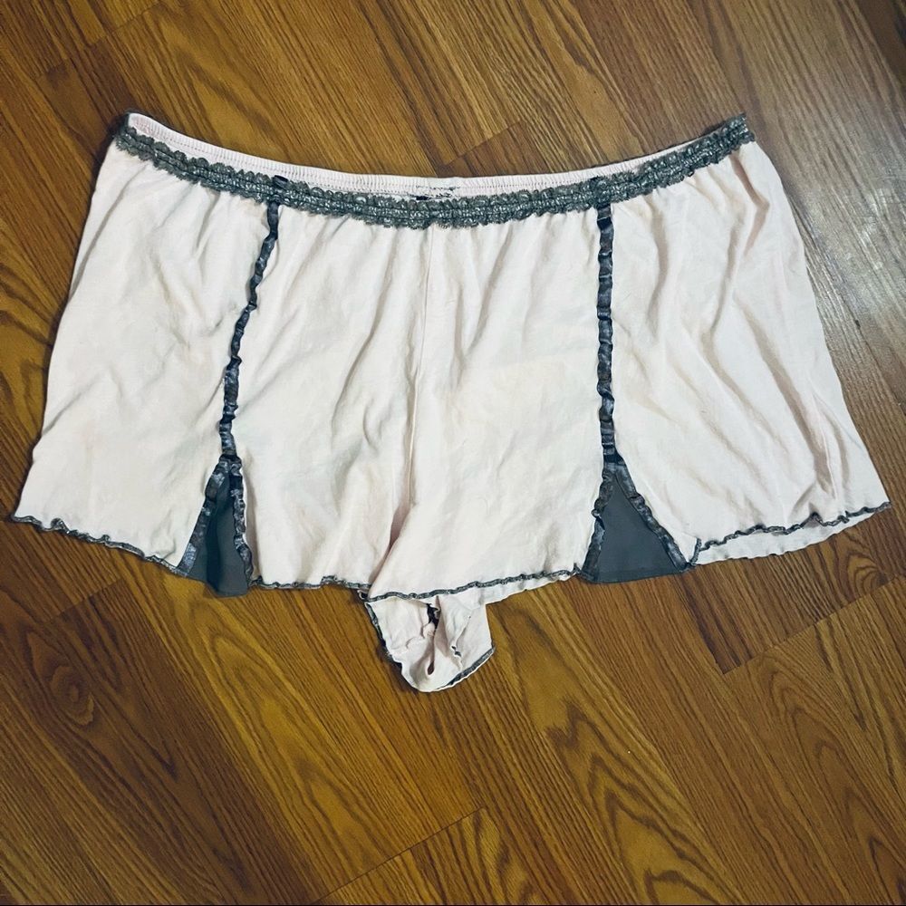 Passion Forever Pink With Gray Lace & Ribbon Trim Sleep Shorts Bloomers XL